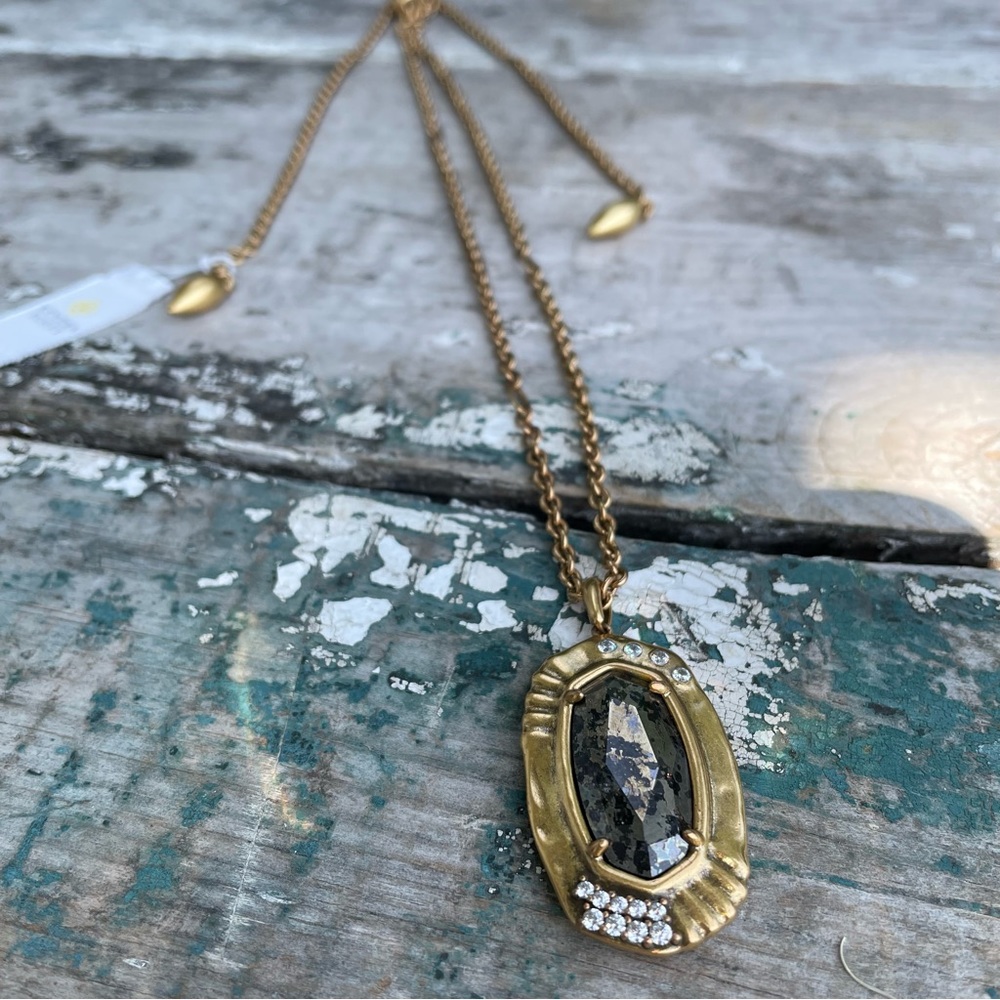 Kendra Scott Gold gemstone Pendant Anna Necklace nwt